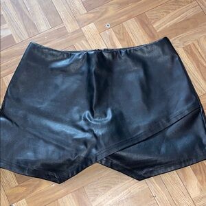Black Faux Leather Skort